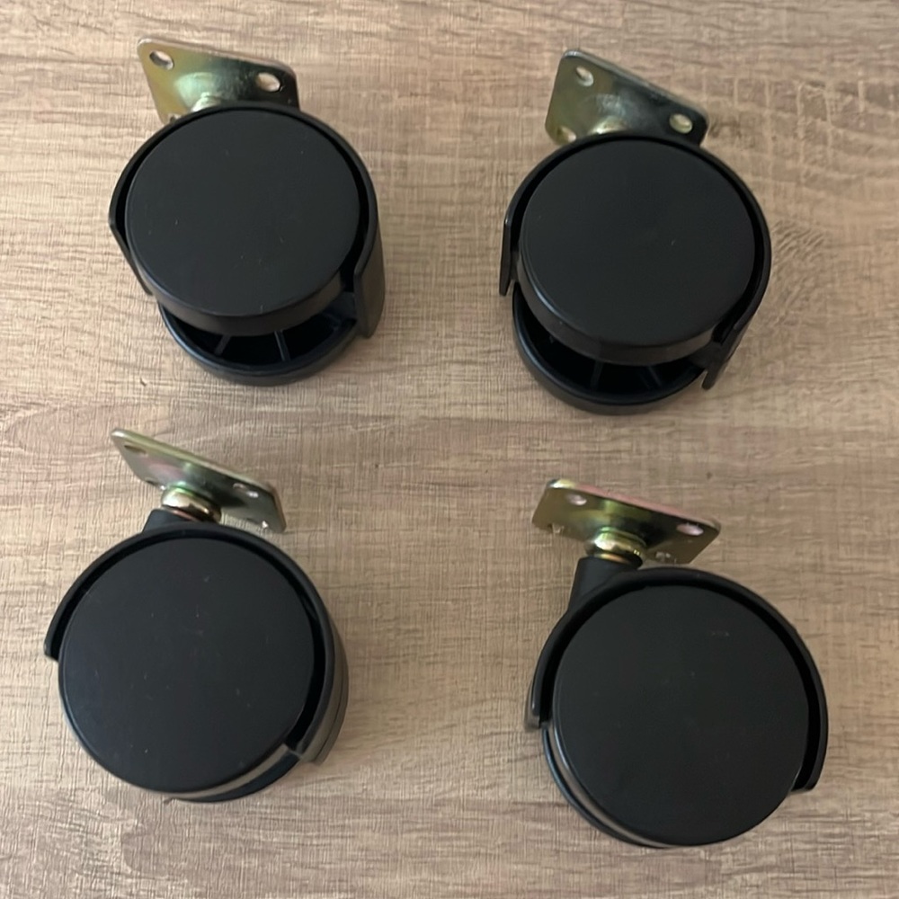 Set of 4 - 2” Dual-Wheel Plate Mounted Nylon Furniture Swivel Caster